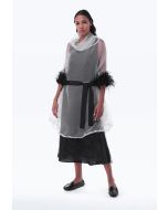 Mesh Seethrough Feathered Sleeve Hem Dress -Sale