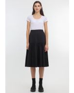 Solid Pleated Tiered Maxi Skirt -Sale