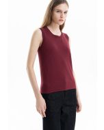 Solid Sleeveless Knitted Gilet -Sale
