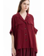Solid Textured Oversized Shirt -Sale