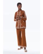 Embroidered End Solid Straight Leg Trouser -Sale