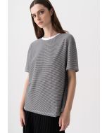 Striped Contrast Relaxed Fit T-shirt