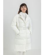 Solid Puffer Belted Coat