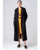 Pleated Double Breasted Belted Coat