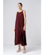 Solid Maxi Pleated Sleeveless Dress