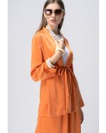 Solid Belted long Sleeves Cardigan