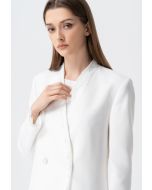 Solid Long Sleeves Double Breasted Blazer 