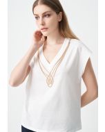 Sleeveless T-shirt With Detachable Chain
