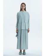 Solid Pleated Flared Skirt -Sale