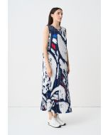 Printed Pleated Sleeveless Maxi Dress