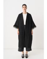 Tweed Lurex Feather Maxi Jacket