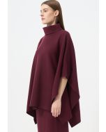 Solid Long Sleeve Knitted Winter Poncho