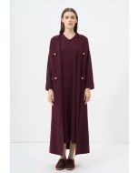 Solid Drop Shoulder Knitted Winter Abaya