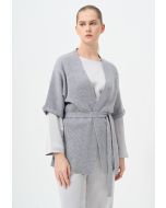 Solid Short Sleeve Knitted Belted Cardigan