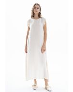 Solid Ribbed Neck Maxi Dress -Sale