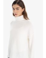 Knitted Foldable Turtle Neck Blouse -Sale