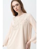 Foil Print Knitted Long Sleeve T-Shirt