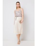 Straight Solid Skirt With Elasticated Waistband