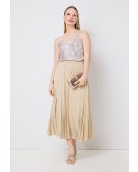 Knitted Lurex Pleated Maxi Skirt