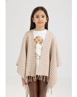 Knitted Houndstooth Poncho