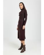 Knitted Ribbed Belted Flared Dress