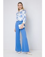 Flared High Waist Solid Trouser