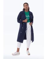 Double Breasted Solid Long Trench Coat