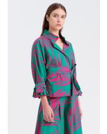 Collared Printed Kimono Blouse -Sale