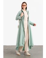 Solid Elasticated Drawstring Long Outer Jacket -Sale