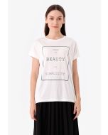 Contrast Printed Quote T-Shirt -Sale