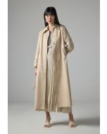Long Sleeve Sequin Belted Trench Coat 