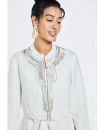 Solid Embroidered Cropped Jacket- Ramadan Style