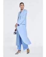 Notched Collar Solid Long Jacket