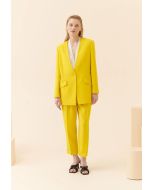 Roman Crepe Carrot Fit Trousers Yellow
