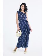 Embroidered Printed Wrap Dress