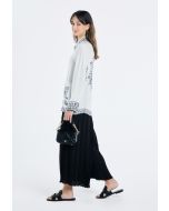 Solid Pleated Wide leg Trouser