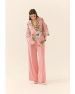 Roman Solid Crepe Palazzo Trousers Pink