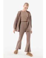 Solid Knitted Flared Trouser