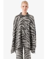 Zebra Knit Oversize Woolen Poncho -Sale