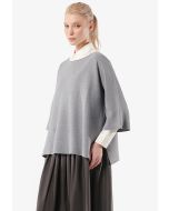 Side Slit Textured Knitted Blouse -Sale