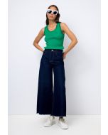 Solid Mid-Rise Wide Leg Jeans