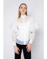 Long Layered Sleeves Solid Shirt Set (2 PCS)