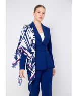 Solid Belted Blazer With A Detachable Scarf