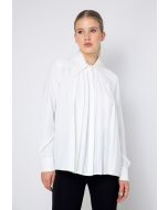Beaded Collar Pleated Solid Shirt