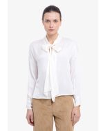 Solid Self Bow Tie Blouse