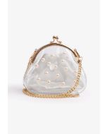 Pearl Embellished See Through Crossbody Bag