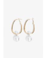 Abstract Faux Pearls Golden Earrings