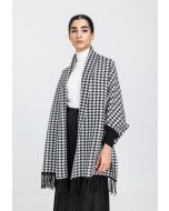 Houndstooth Patterned Winter Poncho