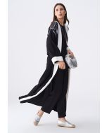 Printed Crinkled Contrast Abaya