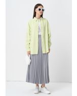 Solid Pleated Long Accordion Skirt